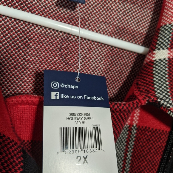 Women's Chaps Asymmetrical-Zip Plaid Vest 2X- Red - Picture 4 of 8